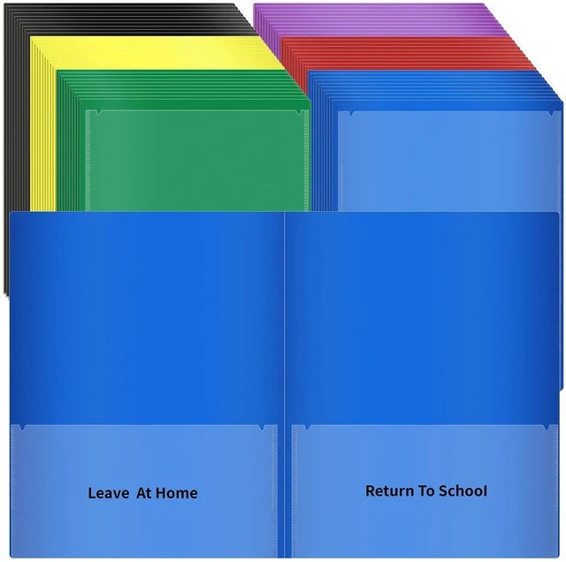 Main image of 60 Pcs Parent Teacher Communication Folder with Clear Front Pocket, 2 Pocket Home School Folders Take Home Homework Folder for Students Classroom (60, Multicolor)