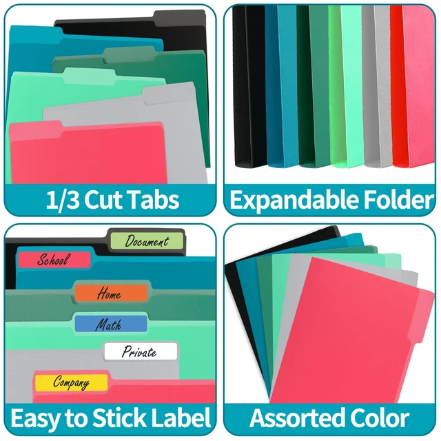 Alt view image 5 of 5 - 100 Packs File Folder,Rose Red File Folders Letter Size 1/3-Cut Tabs,8.5x11" File Folders for Office,School and Home,Organizer Folder