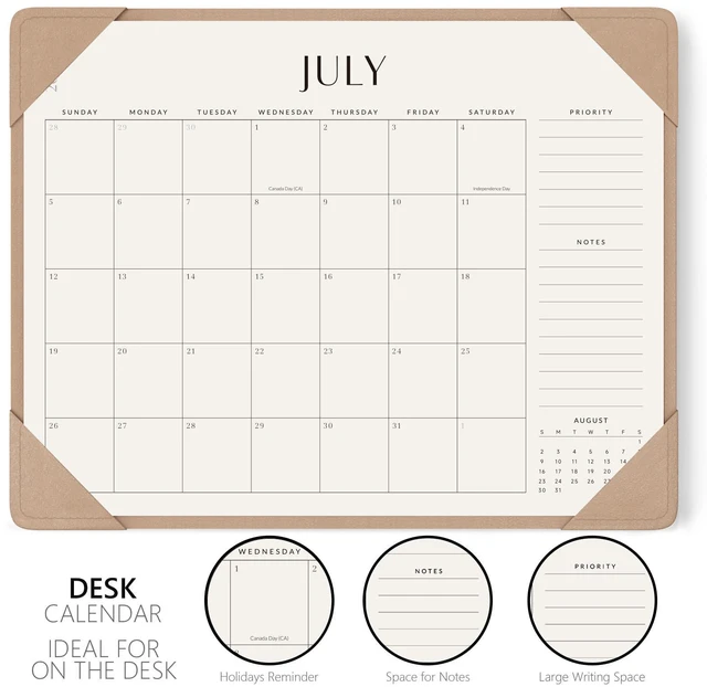 Alt view image 3 of 7 - Desk Calendar 2026-2027 with Protective Mat, Academic Desk Calendar Desk Pad Calendar From July 2026 to December 2027, Large 22x17 inch, Desk Blotter Calendar for Home, Office