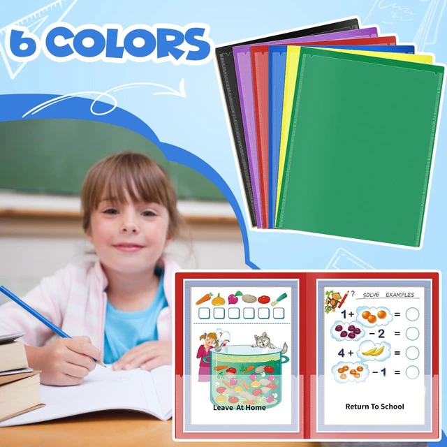 Alt view image 5 of 7 - 24 Pcs Parent Teacher Communication Folder with Clear Front Pocket, 2 Pocket Home School Folders Take Home Homework Folder for Students Classroom (24, Purple)