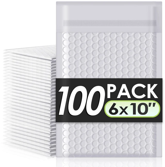 Main image of Bubble Mailers 6x10" 100 Pack Grey and White Padded Envelopes Mailers Waterproof Usable Size 6x9 Self-Seal Padded Mailing Envelopes Bubble Opaque Padded Mailer for Small Businesses#0