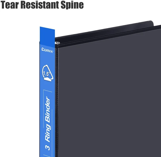 Alt view image 3 of 5 - Heavy Duty 1 1/2 inch Slant-D Ring View Binder, 1.5 inch 3 Ring Binders, Hold 350 Sheets of 8.5" x 11" Paper, 12 Pack (Black)