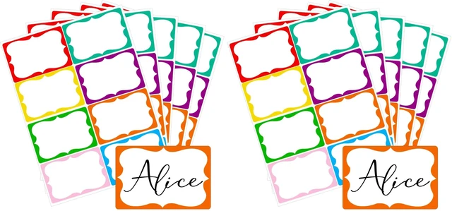 Main image of Colored Name Tags,200 Pcs Name Stickers 8 Color Name Tag Sticker for Clothes Gifts, 2'' x 3'' Nametags Stickers for School Office Home (Pack of 2)