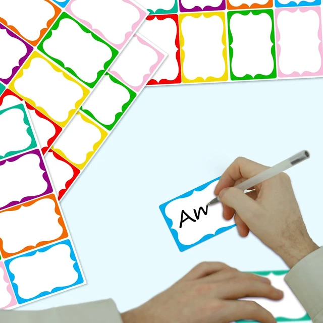 Alt view image 2 of 7 - Colored Name Tags,200 Pcs Name Stickers 8 Color Name Tag Sticker for Clothes Gifts, 2'' x 3'' Nametags Stickers for School Office Home (Pack of 2)
