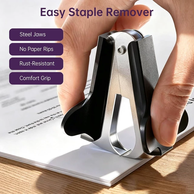 Alt view image 6 of 7 - Metal Stapler Heavy Duty for Desk - 50 Sheet Capacity with 2000 Pieces 1/4", 5/16" Staples and Staple Remover, No Jam, Non-Slip, Stapler Heavy Duty for Classroom and Office, Pink