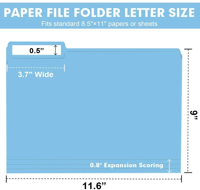 Alt view image 2 of 7 - File Folder, 250 Pack Colored File Folders, 1/3 Cut Tab File Folder Letter Size, Filing Folders with Tabs for Office School Business Use, Assorted 10 Colors