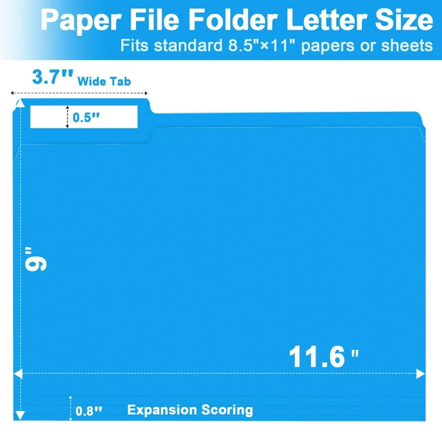 Alt view image 2 of 7 - File Folder, 250 Pack 1/3 Cut Tab Colored Folders, Colored File Folder Letter Size for Office Classroom Use, Folders with Tabs Assorted 5 Colors
