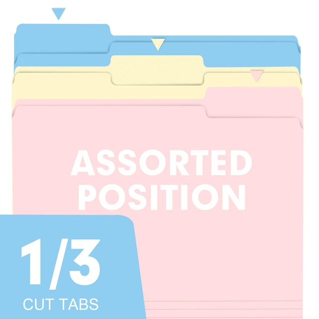 Alt view image 5 of 7 - File Folder, 250 Pack Colored File Folders, 1/3 Cut Tab File Folder Letter Size, Filing Folders with Tabs for Office School Business Use, Assorted 10 Colors