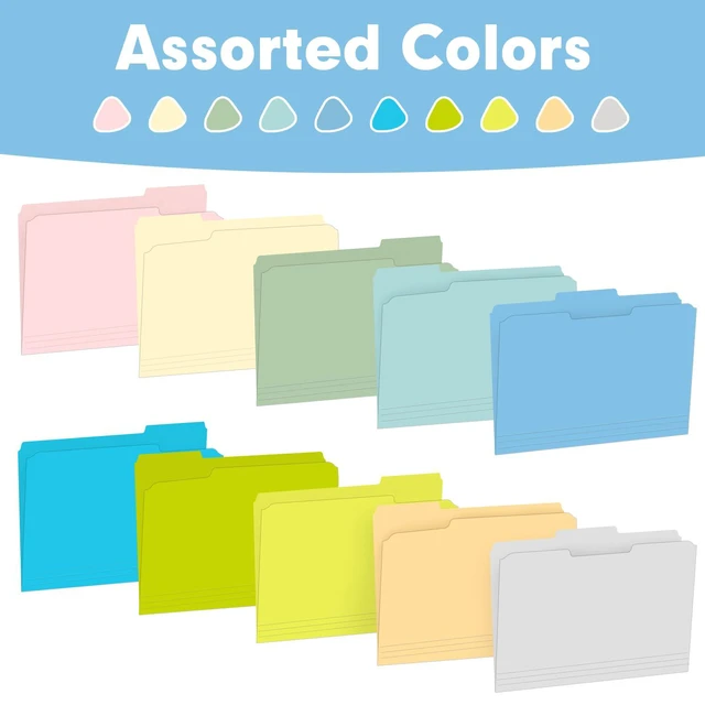 Alt view image 6 of 7 - File Folder, 250 Pack Colored File Folders, 1/3 Cut Tab File Folder Letter Size, Filing Folders with Tabs for Office School Business Use, Assorted 10 Colors