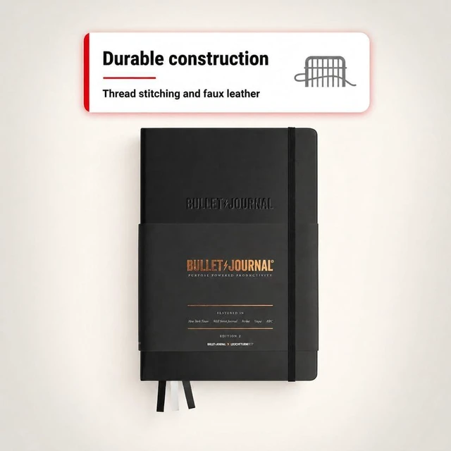 Alt view image 5 of 7 - The Official Bullet Journal Edition 2 - Notebook Built for BuJo, Medium A5 204 Pages of 120gsm Paper, With Bujo Pocket Guide (Black)