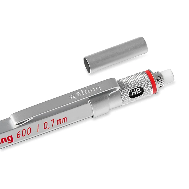 Alt view image 3 of 7 - 600 Mechanical Pencil, 0.7 mm Lead, Silver Metal Barrel - For Technical Writing, Drawing, Sketching