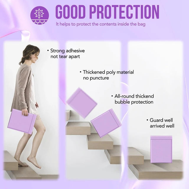 Alt view image 5 of 7 - Bubble Mailers 12x15 Inch Lavender Purple Padded Envelopes 25 Pack Large Bubble Mailer Strong Adhesion Padded Mailer,Self-Seal Envelope for Mailing Small Business,Magazine, Clothing