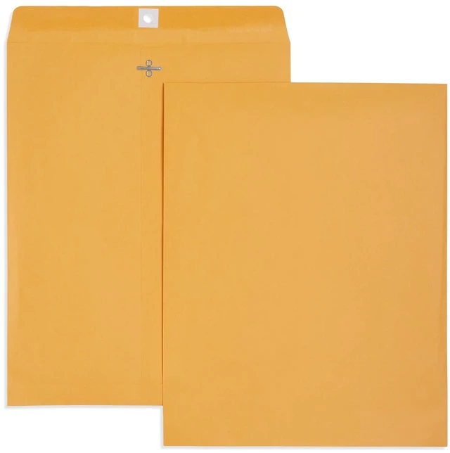 Main image of 100 11.5" x 14.5" Kraft Clasp Envelopes, Gummed Seal Golden Brown Kraft, Clasp and Gummed, for Mailing Large Documents, Photos, Blueprints, Art