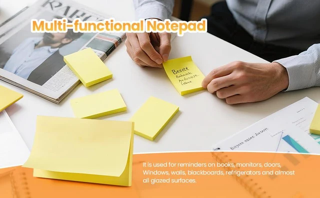 Alt view image 2 of 7 - 1920 Sheets 3 in x 5 in Large Sticky Notes, 76 x 127 mm 6 Pads Assorted Self-Stick Pads for Notebook,Office,School and Home,80 Sheets/Pad (24 Pads Yellow)
