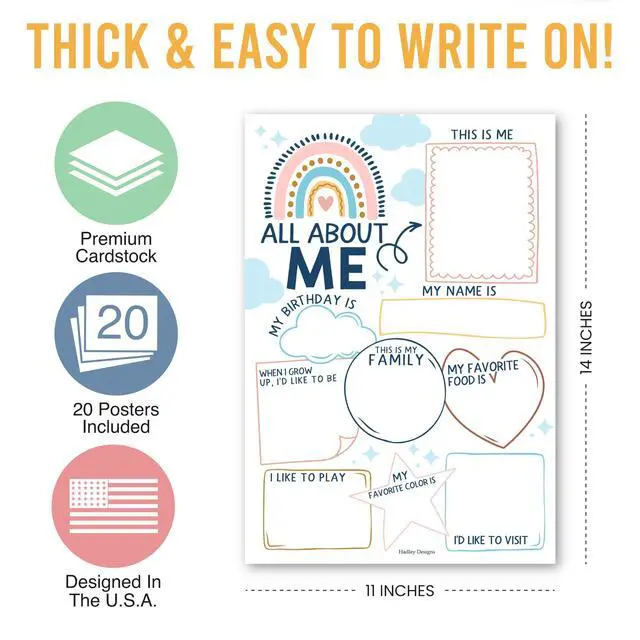 Alt view image 4 of 7 - 20 All About Me Posters Elementary Classroom Decor, Star Student Poster 100 Days of School Items, Student of the Week Poster Elementary Classroom Must Haves, End of School Year Teacher Supplies