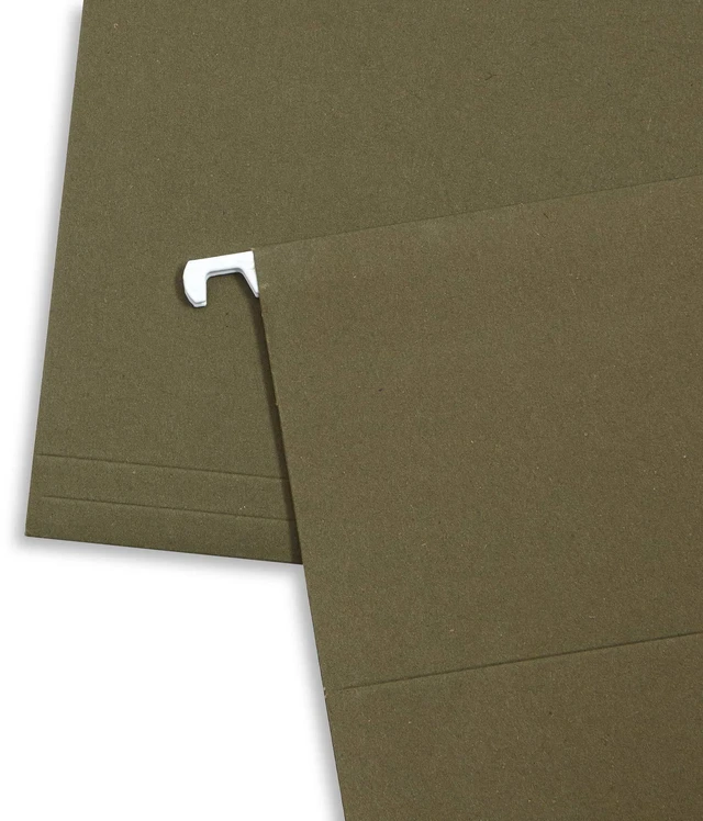 Alt view image 6 of 7 - 25 Hanging File Folders, Legal Size, Green Reinforced 11pt, 1/5 Cut Tabs, Plastic Tabs and Inserts Included, for Filing Cabinet, Home, and Office Use