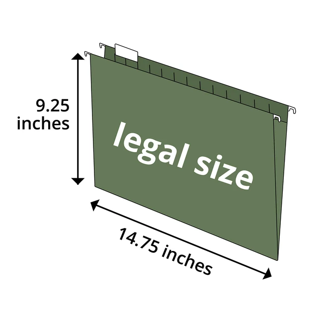 Alt view image 3 of 7 - 50 Legal Size Hanging File Folders, Green Standard Green, 12.5pt, 1/5 Cut Tabs, for Legal Charts, Client Files, and Bulky Documents