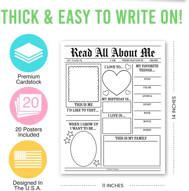 Alt view image 4 of 7 - 20 All About Me Posters Elementary Classroom Decor, Star Student Poster 100 Days of School Items, Student of the Week Poster Elementary Classroom Must Haves, End of School Year Teacher Supplies