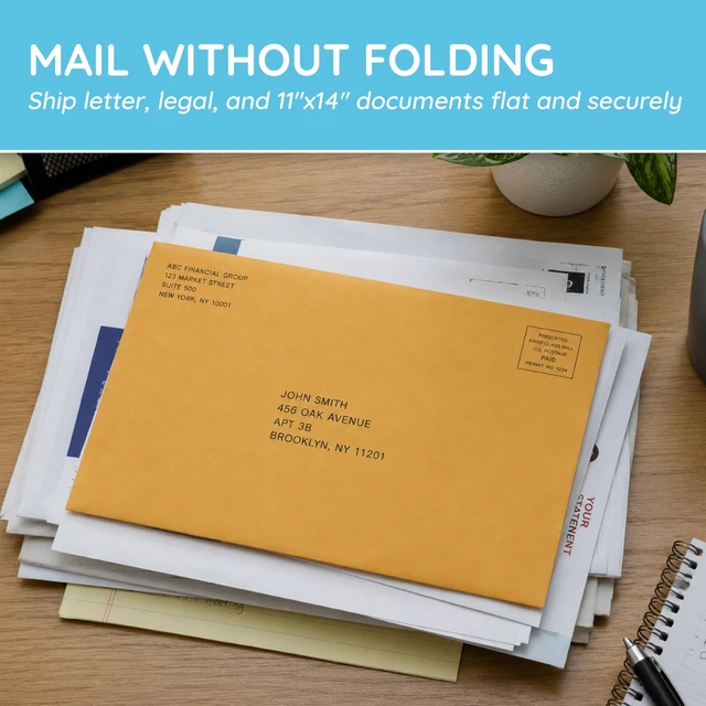 Alt view image 5 of 5 - 100 11.5" x 14.5" Kraft Clasp Envelopes, Gummed Seal Golden Brown Kraft, Clasp and Gummed, for Mailing Large Documents, Photos, Blueprints, Art