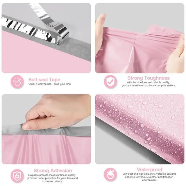 Alt view image 3 of 7 - Poly Mailers 10x13" 200 Pack,Shipping Bags For Clothing,Light Pink Strong Adhesive Packaging Mailers Poly Bag,Waterproof Self Seal Mailing Envelopes,For Books Clothes Business,Boutique&Online