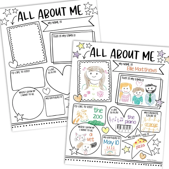 Main image of 20 All About Me Posters Elementary Classroom Decor, Star Student Poster 100 Days of School Items, Student of the Week Poster Elementary Classroom Must Haves, End of School Year Teacher Supplies