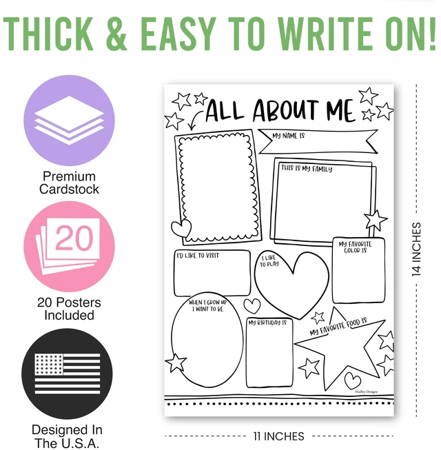 Alt view image 4 of 7 - 20 All About Me Posters Elementary Classroom Decor, Star Student Poster 100 Days of School Items, Student of the Week Poster Elementary Classroom Must Haves, End of School Year Teacher Supplies
