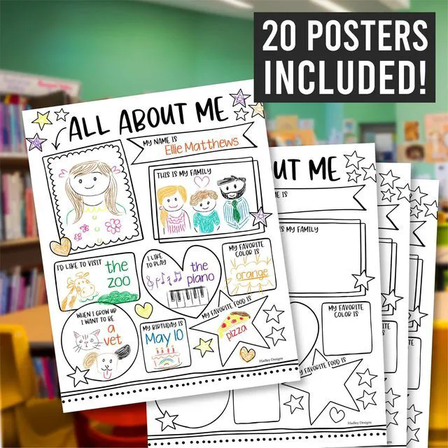 Alt view image 3 of 7 - 20 All About Me Posters Elementary Classroom Decor, Star Student Poster 100 Days of School Items, Student of the Week Poster Elementary Classroom Must Haves, End of School Year Teacher Supplies