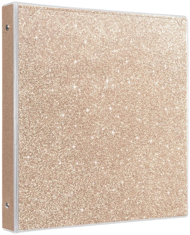 Main image of 3 Ring Binders 1 Inch Sparkly Binder 1 Inch to Hold 300 Sheets, Fashion Binder Back to School Supplies, Rose Gold