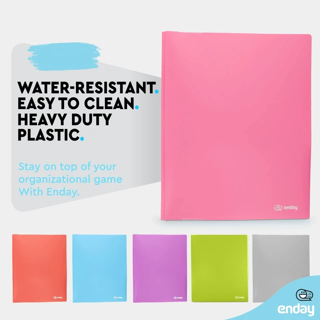 Alt view image 4 of 6 - Plastic Folders with Pockets and Prongs Pink - Two Pocket Folder with Brads - 3 Prong Folders with Pockets for Letter Size Sheets, Also Available in Blue, Green, Red, Purple, and Grey, 6 Pc by