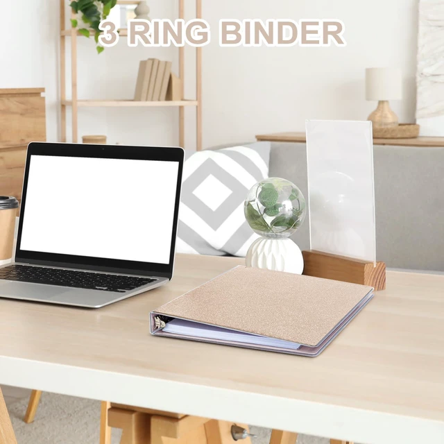 Alt view image 3 of 7 - 3 Ring Binders 1 Inch Sparkly Binder 1 Inch to Hold 300 Sheets, Fashion Binder Back to School Supplies, Rose Gold