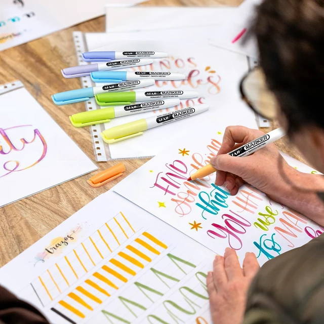 Alt view image 7 of 7 - 24 Pastel Permanent Markers Fine Point, Art Drawing Coloring Mark Assorted Dreamy Colors, Quick Drying Fade Resistant, Work on Paper, Scrapbook Poster Coloring Book, Office Mark, Art Studio