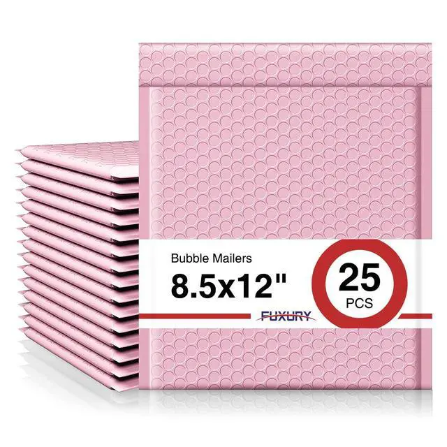 Main image of Bubble Mailer 8.5x12" Padded Envelopes 25 Pack Usable Size 8.5x11" Self Seal Bubble Envelopes,Waterproof Mailing Envelopes for Books,Clothes, Makeup Supplies, Light Pink #2