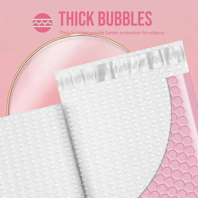 Alt view image 4 of 7 - Bubble Mailer 8.5x12" Padded Envelopes 25 Pack Usable Size 8.5x11" Self Seal Bubble Envelopes,Waterproof Mailing Envelopes for Books,Clothes, Makeup Supplies, Light Pink #2