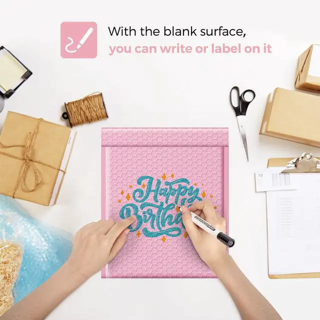 Alt view image 6 of 7 - Bubble Mailer 8.5x12" Padded Envelopes 25 Pack Usable Size 8.5x11" Self Seal Bubble Envelopes,Waterproof Mailing Envelopes for Books,Clothes, Makeup Supplies, Light Pink #2
