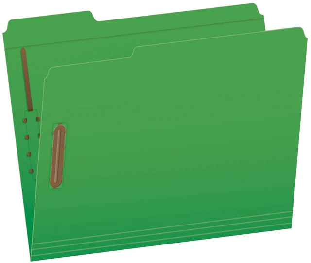 Main image of Fastener Folders, 2 Fasteners, Letter Size, Green, 1/3 Cut Tabs in Left, Right, Center Positions, 50 per Box (22140GW)