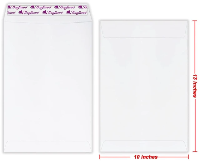 Alt view image 2 of 5 - 300 Pack 10x13 White Catalog Envelopes Peel & Seal Security Mailing Envelopes 120GSM Kraft Paper self Seal Envelopes for Invitations Papers Photos Documents Pictures Papers Files