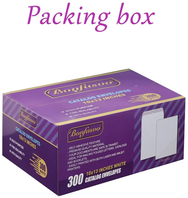 Alt view image 5 of 5 - 300 Pack 10x13 White Catalog Envelopes Peel & Seal Security Mailing Envelopes 120GSM Kraft Paper self Seal Envelopes for Invitations Papers Photos Documents Pictures Papers Files