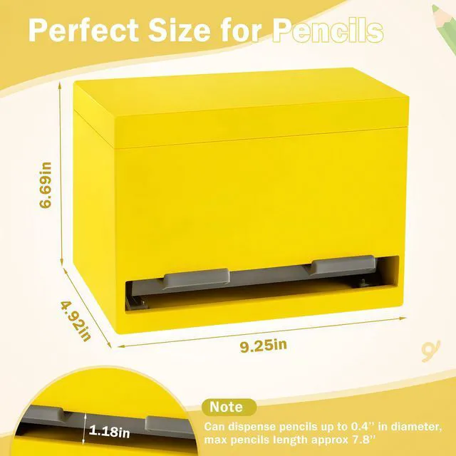 Alt view image 3 of 7 - Pencil Dispenser for Classroom, Wooden Pencil Holder, Classroom Teacher Must Have, Pencils Straws Organization & Storage for Classroom Office Kitchen Restaurant (yellow)
