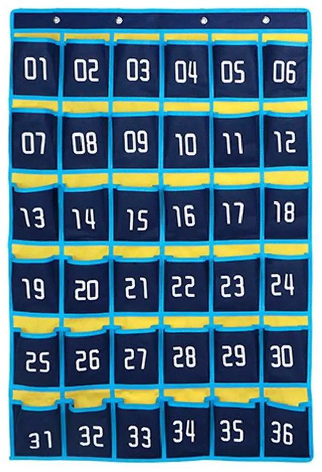 Main image of 36 Numbered Pockets Classroom Pocket Chart for Cell Phone Holder Wall Door Hanging Pocket Organizer for Phone Calculator Holder, Phone Pouch for School Classroom & Office Phone Management