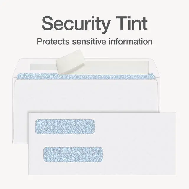 Alt view image 3 of 7 - #8 Double-Window Self Seal Security Tint Envelopes, 500/Box, 24lb White Wove, 3-5/8 x 8-11/16 Inches (1016910)
