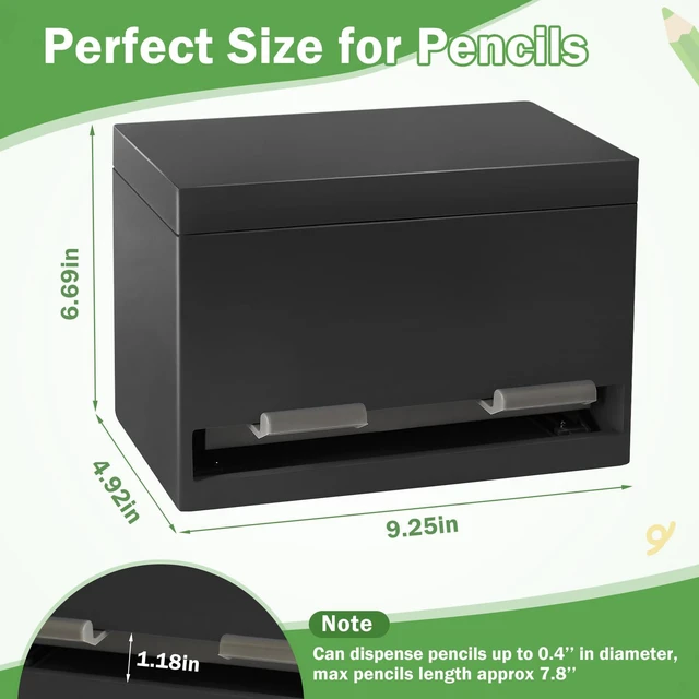Alt view image 7 of 7 - Pencil Dispenser for Classroom, Wooden Desk Pencil Holder, Black Teacher Must Haves, Classroom Organization, Wooden Dispenser for Pencils or Straws, for Offices, Kitchens, Restaurants