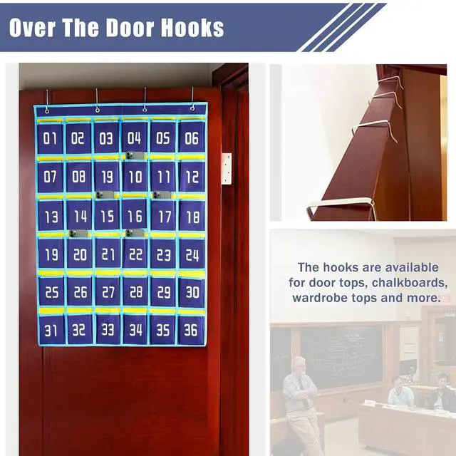 Alt view image 5 of 6 - 36 Numbered Pockets Classroom Pocket Chart for Cell Phone Holder Wall Door Hanging Pocket Organizer for Phone Calculator Holder, Phone Pouch for School Classroom & Office Phone Management