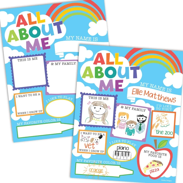 Main image of 20 All About Me Posters Elementary Classroom Decor, Star Student Poster 100 Days of School Items, Student of the Week Poster Elementary Classroom Must Haves, End of School Year Teacher Supplies