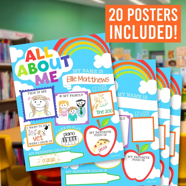 Alt view image 3 of 7 - 20 All About Me Posters Elementary Classroom Decor, Star Student Poster 100 Days of School Items, Student of the Week Poster Elementary Classroom Must Haves, End of School Year Teacher Supplies