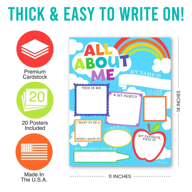 Alt view image 4 of 7 - 20 All About Me Posters Elementary Classroom Decor, Star Student Poster 100 Days of School Items, Student of the Week Poster Elementary Classroom Must Haves, End of School Year Teacher Supplies