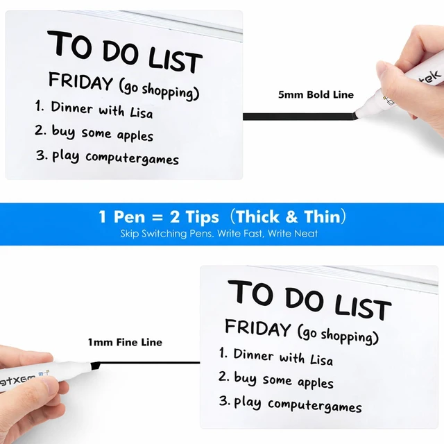 Alt view image 6 of 7 - Low Odor Dry Erase Markers Chisel Tip, Black, 40 Bulk Whiteboard Markers, For Classroom, Teachers, Office, School Supplies