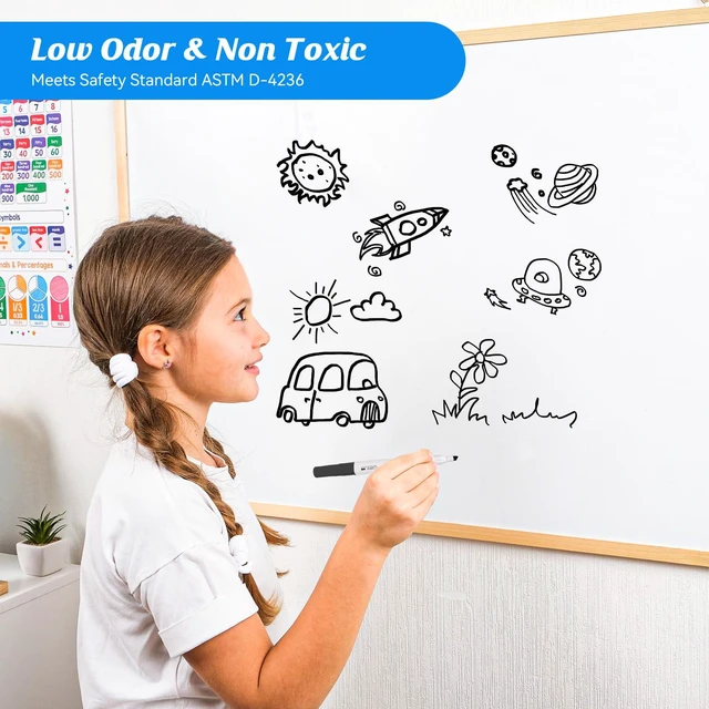 Alt view image 5 of 7 - Low Odor Dry Erase Markers Chisel Tip, Black, 40 Bulk Whiteboard Markers, For Classroom, Teachers, Office, School Supplies