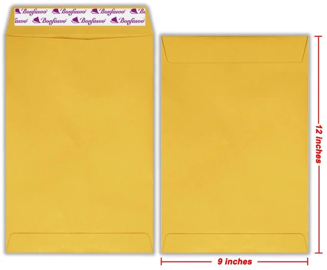 Alt view image 2 of 5 - 300 Pack 9x12 Brown Catalog Envelopes Peel & Seal Security Mailing Envelopes 120GSM Kraft Paper self Seal Envelopes for Invitations Papers Photos Documents Pictures Papers Files