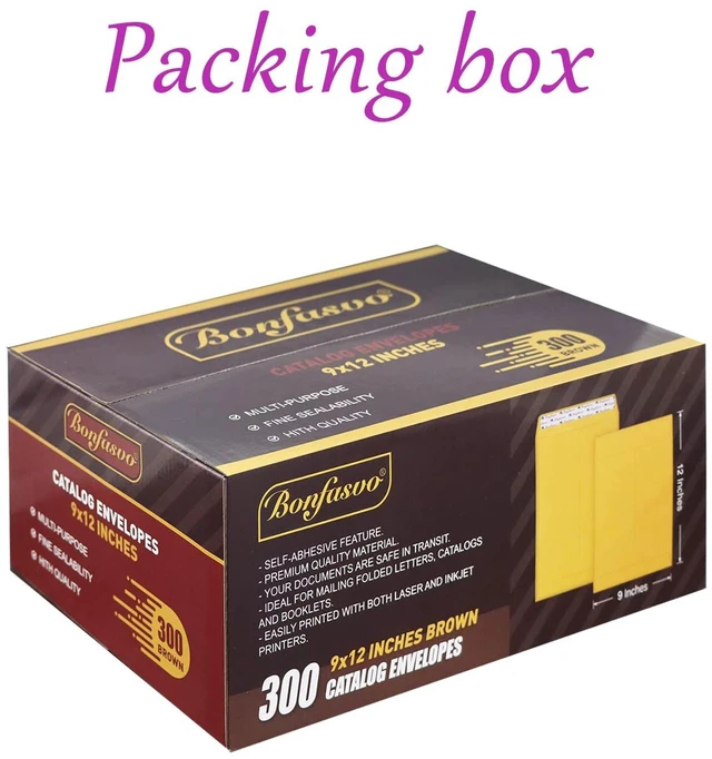 Alt view image 5 of 5 - 300 Pack 9x12 Brown Catalog Envelopes Peel & Seal Security Mailing Envelopes 120GSM Kraft Paper self Seal Envelopes for Invitations Papers Photos Documents Pictures Papers Files