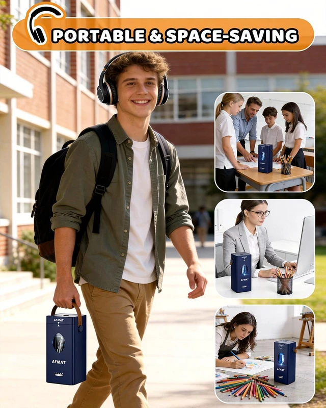 Alt view image 7 of 7 - Electric Pencil Sharpener, Rechargeable & Cordless, Fully Automatic Pencil Sharpener for Classroom, Auto in & Out, 5 Sharpness Modes, Heavy Duty Sharpeners for 6-12mm No.2/Jumbo Pencils PSC7
